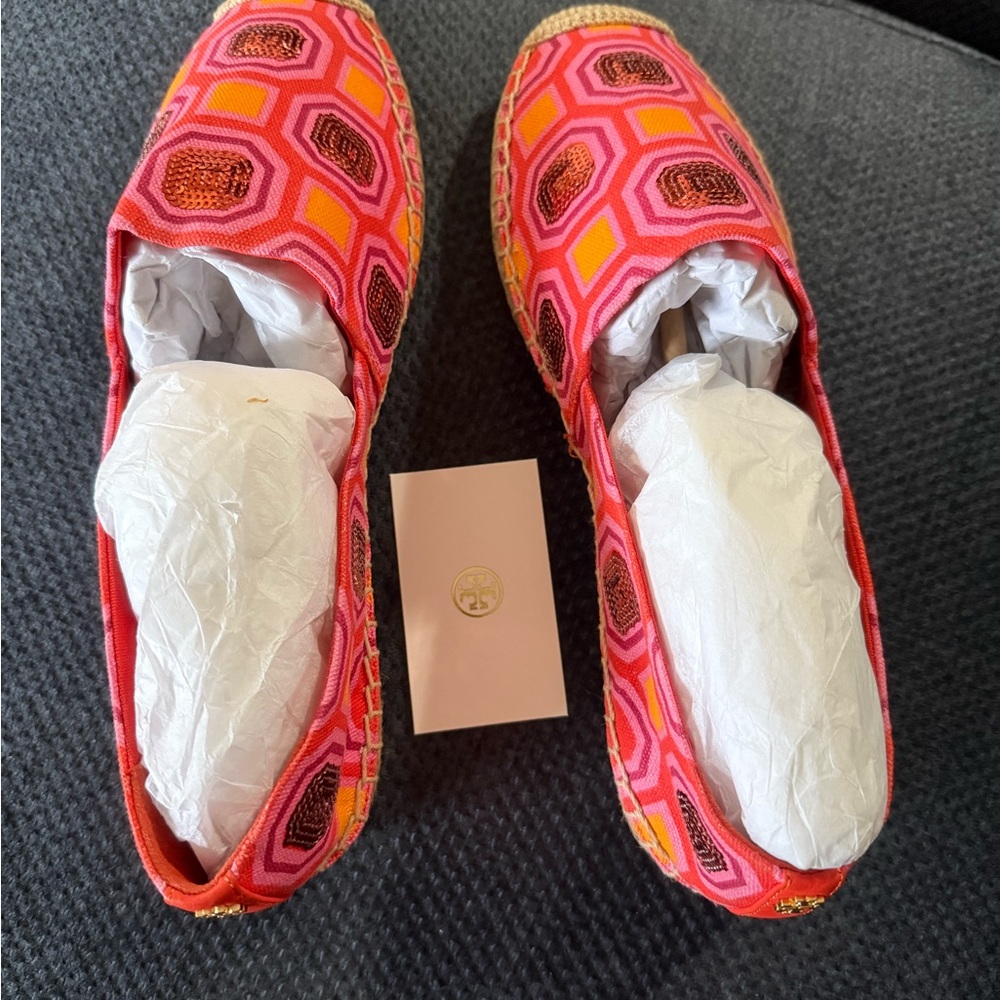 Tory Burch Pink Patterned Espadrilles